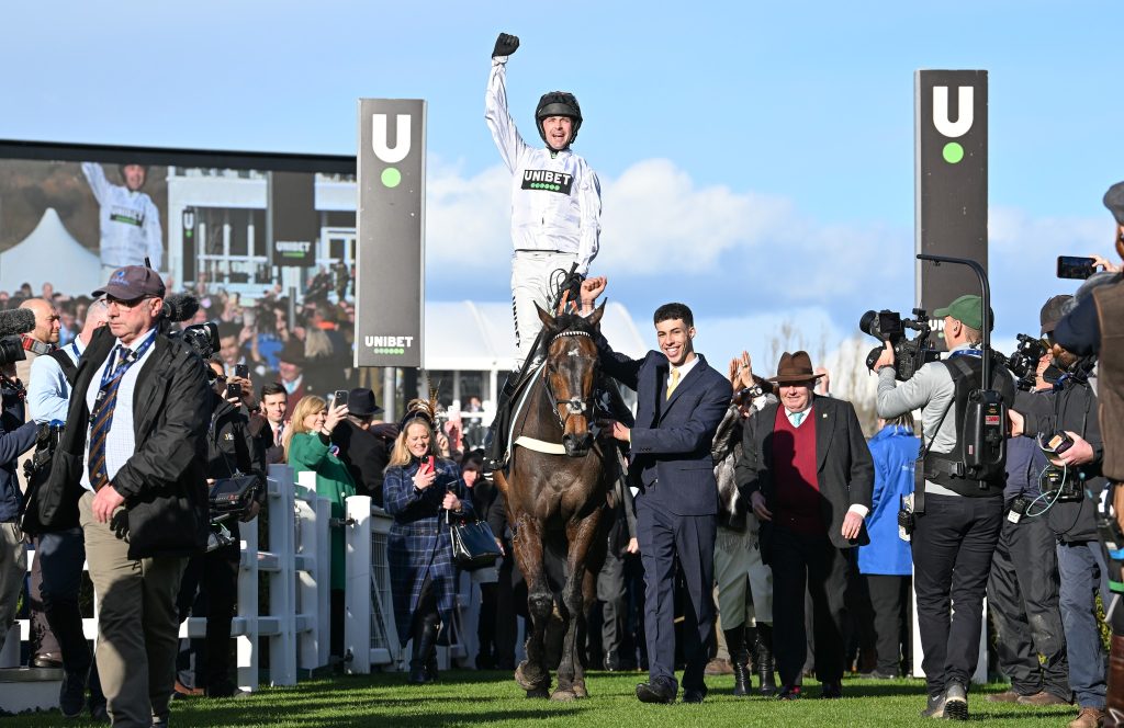 Constitution Hill winning the Champion Hurdle. Photo Credit The Jockey Club Facebook