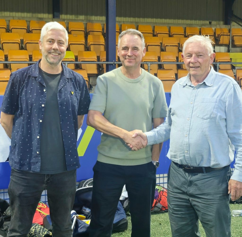 Pictured at Clandeboyne Park for the announcement of the renewal of Bangor FC’s partnership with Future Ticketing were (from left), Simon Stuart, Operations, Bangor FC, Gregory Walker, Client Success Manager, Future Ticketing, and Jim Russell, Vice Chair, Bangor FC